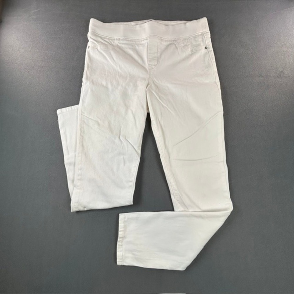 Old Navy Rockstar Mid Rise White Denim Pull On Denim Ankle Jegging Jeans 12